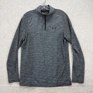 Under Armour 1/4 Zip Pullover Mens Grey Medium Threadborne Heatgear Fitted Shirt